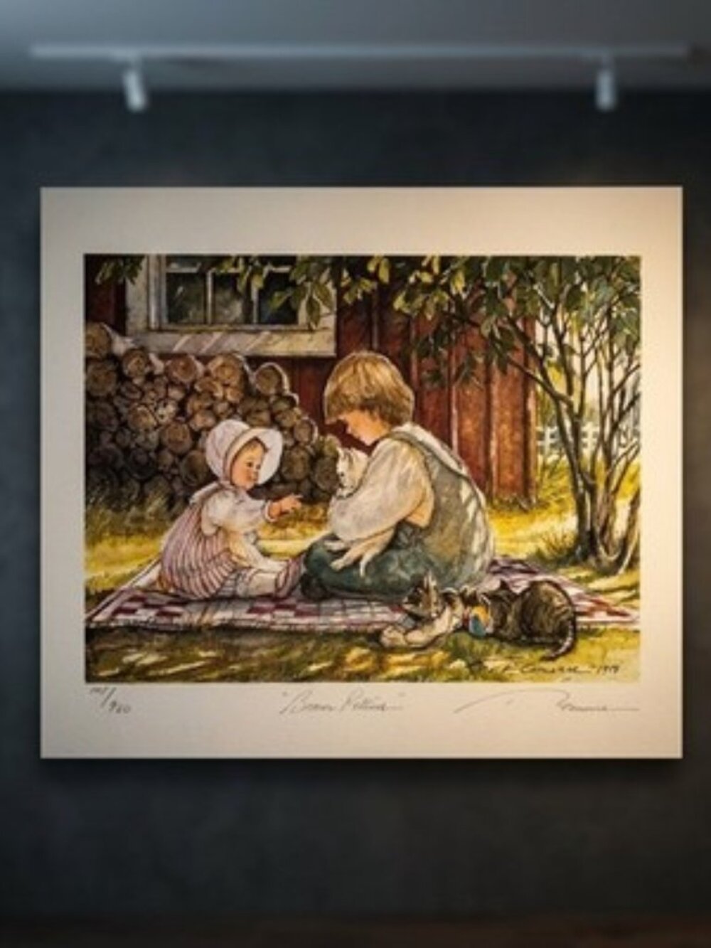 Signed Numbered Rare Barn Kittens Art Print #108/950 by Trisha Romance 19x16 COA